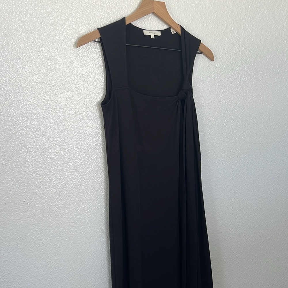 Vince Midi Dress in Black Belted Pima Cotton - Picture 5 of 11